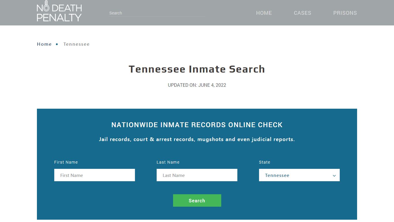 Tennessee Inmate Search – Tennessee Department of ...